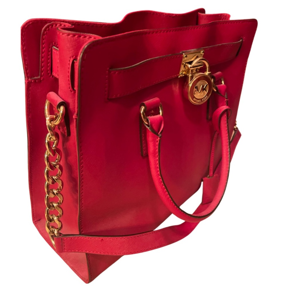 Michael Kors Bag Hamilton Large Ns Mandarin Saffiano Red Leather Tote